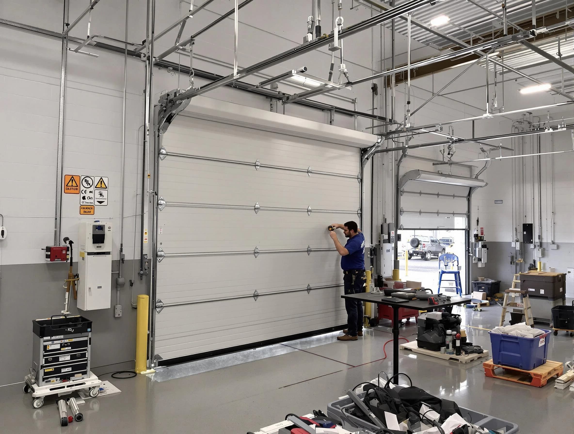 Commercial garage door repair being performed by Watertown Town Garage Door Repair expert in Watertown Town