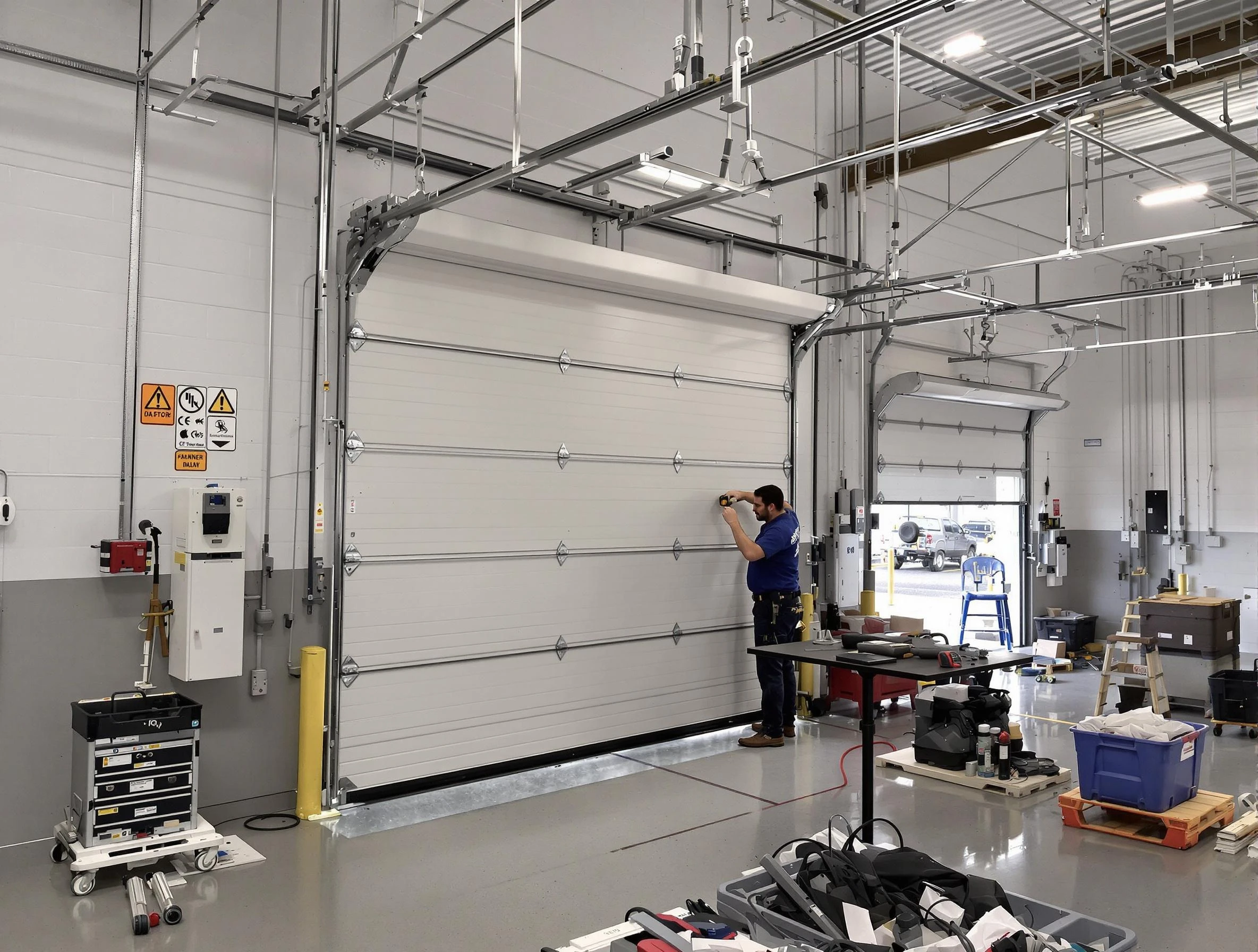 Commercial garage door repair being performed by Watertown Town Garage Door Repair expert in Watertown Town